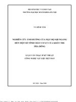 Nghiên ứu ảnh hưởng của mật độ sợi ngang đến một số tính chất cơ lý của khăn tre pha bông