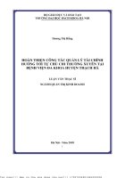 Hoàn thiện ông tác quản lý tài chính hướng tới tự chủ chi thường xuyên tại bệnh viện đa khoa huyện thạch hà