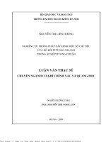 Nghiên ứu phương pháp xác định một số chỉ tiêu bộ đôi pittông xilanh trong áp kế pittông chuẩn