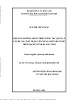 Một số giải pháp hoàn thiện ông tác quản lý các dự án có sử dụng vốn ngân sách nhà nước trên địa bàn tỉnh quảng ninh