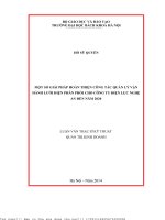 Một số giải pháp hoàn thiện ông tác quản lý vận hành lưới điện phân cho công ty điện lực nghệ an đến năm 2020