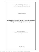 Hoàn thiện ông tác quản lý thu tại bảo hiểm xã hội huyện mỹ lộc tỉnh nam định