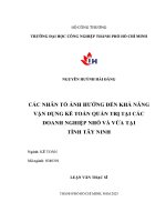 Các nhân tố ảnh hưởng đến khả năng vận dụng kế toán quản trị tại các doanh nghiệp nhỏ và vừa tại tỉnh tây ninh