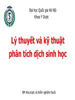 Bài giảng Lý thuyết và kỹ thuật phân tích dịch sinh học