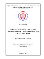 Tóm tắt: Nghiên cứu nâng cao chất lượng điều khiển bám quỹ đạo của phương tiện chuyển động ngầm
