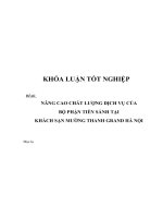 Nâng cao chất lượng dịch vụ của bộ phận tiền sảnh tại khách sạn mường thanh grand hà nội