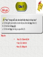 RUNG CHUÔNG VÀNG Bài Tập Về Từ Loại Tiêt 1 .Ppt
