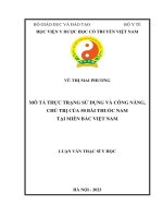 Mô tả thực trạng sử dụng và công năng, chủ trị của 50 bài thuốc nam tại miền Bắc Việt Nam