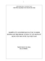 Tóm tắt: Nghiên cứu giải pháp quản lý dự án định hướng giá trị cho dự án đầu tư xây dựng sử dụng vốn nhà nước tại Việt Nam