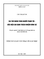 Tóm tắt luận văn Thạc sĩ Luật học: Vai trò nhân thân người phạm tội - Dấu hiệu quy định trách nhiệm hình sự