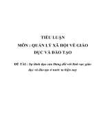 Tiểu luận quản lý xã hội   sự lãnh đạo của đảng đối với lĩnh vực giáo dục và đào tạo ở nước ta hiện nay
