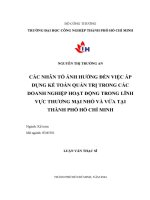 Các nhân tố ảnh hưởng đến việc áp dụng kế toán quản trị trong các doanh nghiệp hoạt động trong lĩnh vực thương mại nhỏ và vừa tại thành phố hồ chí minh