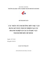 Các nhân tố ảnh hưởng đến việc vận dụng kế toán trách nhiệm tại các doanh nghiệp sản xuất ở khu vực thành phố hồ chí minh