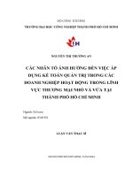 Các nhân tố ảnh hưởng đến việc áp dụng kế toán quản trị trong các doanh nghiệp hoạt động trong lĩnh vực thương mại nhỏ và vừa tại thành phố hồ chí minh