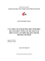 Các nhân tố ảnh hưởng đến tính hiệu quả tổ chức công tác kế toán tại đơn vị xây lắp trên địa bàn thành phố hồ chí minh