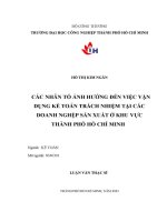 Các nhân tố ảnh hưởng đến việc vận dụng kế toán trách nhiệm tại các doanh nghiệp sản xuất ở khu vực thành phố hồ chí minh