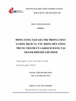 Đồng sáng tạo giá trị trong chất lượng dịch vụ tác động đến lòng trung thành của khách hàng tại thành phố hồ chí minh