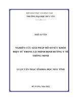 Nghiên cứu giải pháp hồ sơ sức khỏe điện tử trong lộ trình định hướng y tế thông minh