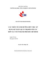 Các nhân tố ảnh hưởng đến việc áp dụng kế toán quản trị đối với các đơn vị y tế ở thành phố hồ chí minh