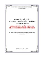 BÁO CÁO ĐỀ XUẤT CẤP GIẤY PHÉP MÔI TRƯỜNG của dự án đầu tư NHÀ MÁY SẢN XUẤT THỨC ĂN CHĂNNUÔI BIGRFEED BÌNH ĐỊNH