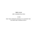 Tiểu luận xã hội học  thực trạng thói quen sinh hoạt của người dân việt nam trong bối cảnh dịch covid 19