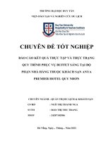 Báo Cáo Kết Quả Thực Tập Và Thực Trạng Quy Trình Phục Vụ Buffet Sáng Tại Bộ Phận Nhà Hàng Thuộc Khách Sạn Anya Premier Hotel Quy Nhơn.docx
