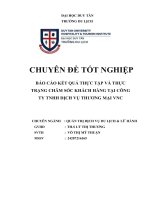 Báo cáo kết quả thực tập và thực trạng chăm sóc khách hàng tại công ty tnhh dịch vụ thương mại vnc