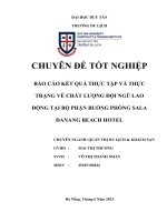 Báo cáo kết quả thực tập và thực trạng về chất lượng đội ngũ lao động tại bộ phận buồng phòng sala danang beach hotel