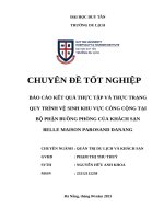 Báo cáo kết quả thực tập và thực trạng quy trình vệ sinh khu vực công cộng tại bộ phận buồng phòng của khách sạn belle maison parosand danang