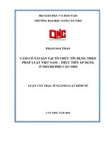 CẦM CỐ TÀI SẢN TẠI TỔ CHỨC TÍN DỤNG THEO PHÁP LUẬT VIỆT NAM – THỰC TIỄN ÁP DỤNG Ở THÀNH PHỐ CẦN THƠ - Full 10 điểm