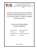 XÂY DỰNG CHƢƠNG TRÌNH TRUYỀN THÔNG MARKETING TÍCH HỢP CHO DỊCH VỤ TƢ VẤN VÀ ĐÀO TẠO DU HỌC CỦA CÔNG TY CỔ PHẦN TẬP ĐOÀN HATICO - Full 10 điểm