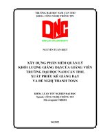 XÂY DỰNG PHẦN MỀM QUẢN LÝ KHỐI LƯỢNG GIẢNG DẠY CỦA GIẢNG VIÊN TRƯỜNG ĐẠI HỌC NAM CẦN THƠ, XUẤT PHIẾU KÊ GIẢNG DẠY VÀ ĐỀ NGHỊ THANH TOÁN - Full 10 điểm
