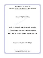 KHẢ NĂNG THÍCH ỨNG NGHỀ NGHIỆP CỦA SINH VIÊN SƯ PHẠM TẠI ĐẠI HỌC QUY NHƠN TRONG THỰC TẬP SƯ PHẠM - Full 10 điểm