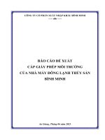 BÁO CÁO ĐỀ XUẤT CẤP GIẤY PHÉP MÔI TRƯỜNG CỦA NHÀ MÁY ĐÔNG LẠNH THỦY SẢN BÌNH MINH