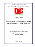 NÂNG CAO CHẤT LƯỢNG DỊCH VỤ BUỒNG TẠI KHÁCH SẠN CỬU LONG VĨNH LONG - Full 10 điểm