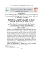 CURRENT STATUS AND POLICY SOLUTIONS TO PROMOTE THE INTEGRATION OF SCIENCE AND TECHNOLOGY ACTIVITIES WITH TRAINING ACTIVITIES AT UNIVERSITIES IN VIETNAM - Full 10 điểm