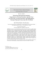 ATTRACTING INTERNATIONAL STUDENTS: EXPERIENCES OF ASIAN COUNTRIES AND THE CASE OF UNIVERSITY OF SOCIAL SCIENCES AND HUMANITIES, VIETNAM NATIONAL UNIVERSITY-HO CHI MINH - Full 10 điểm