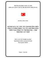 ĐÁNH GIÁ CÁC YẾU TỐ ẢNH HƯỞNG ĐẾN CHẤT LƯỢNG PHỤC VỤ CỦA HƯỚNG DẪN VIÊN TẠI CÔNG TY VIETRAVEL - CHI NHÁNH CẦN THƠ - Full 10 điểm