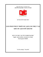 GIẢI PHÁP PHÁT TRIỂN DU LỊCH ẨM THỰC TẠI KHU DU LỊCH MỸ KHÁNH - Full 10 điểm