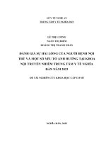 Đánh giá sự hài lòng của người bệnh nội trú và một số yếu tố ảnh hưởng tại khoa Nội – Truyền nhiễm Trung tâm Y tế Nghĩa Đàn năm 2023