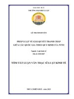 PHÁP LUẬT VỀ GIẢI QUYẾT TRANH CHẤP GIỮA CÁC QUỐC GIA THEO QUY ĐỊNH CỦA WTO - Full 10 điểm