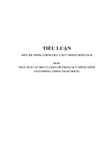 Tiểu luậnt   hệ thống chính trị và quy trình chính sách   1  phân tích vai trò của báo chí trong quá trình chính sách phòng, chống tham nhũng