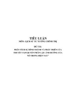 Tiêu luận lịch sử tư tưởng chính trị  phân tích sự hình thành và phát triên của thuyét tam quyền phân lập  ảnh hưởng của nó trong hiện nay