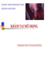 KHÁM TAI MŨI HỌNG TS BSCKII TRẦN THỊ MAI PHƯƠNG ĐẠI HỌC Y KHOA PHẠM NGỌC THẠCH BỘ MÔN TAI MŨI HỌNG ĐIỂM CAO