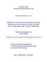 Tóm tắt: Nghiên cứu sử dụng ấu trùng ruồi lính đen (Hermetia illucens) làm thức ăn cho cá chẽm (Lates calcarifer Bloch, 1790) tại Thừa Thiên Huế