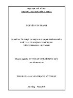 NGHIÊN CỨU THỰC NGHIỆM XÁC ĐỊNH THÀNH PHẦN KHÍ THẢI CỦA ĐỘNG CƠ SỬ DỤNG XĂNGETHANOL - BUTANOL