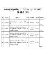 DANH MỤC LUẬN VĂN - LUẬN ÁN - KHÓA LUẬN TỐT NGHIỆP (CẬP NHẬT ĐẾN 72021)