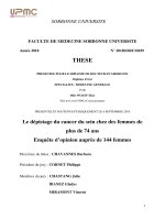 LE DÉPISTAGE DU CANCER DU SEIN CHEZ DES FEMMES DE PLUS DE 74 ANS ENQUÊTE D’OPINION AUPRÈS DE 144 FEMMES