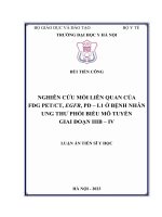 Nghiên cứu mối liên quan của FDG PETCT, EGFR, PDL1 ở bệnh nhân ung thư phổi biểu mô tuyến giai đoạn IIIB, IV