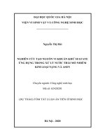NGHIÊN CỨU TẠO NGUỒN VI KHUẨN KHỬ SULFATE ỨNG DỤNG TRONG XỬ LÝ NỚC THẢI MỎ NHIỄM KIM LOẠI NẶNG VÀ ASEN